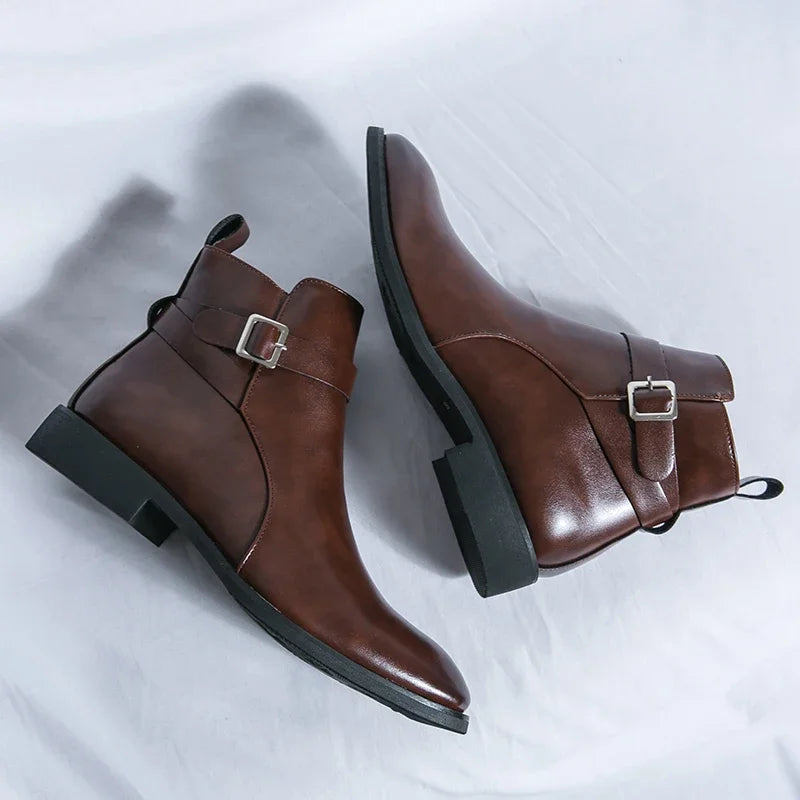 Sergio Cuir Véritable Bottes Chelsea