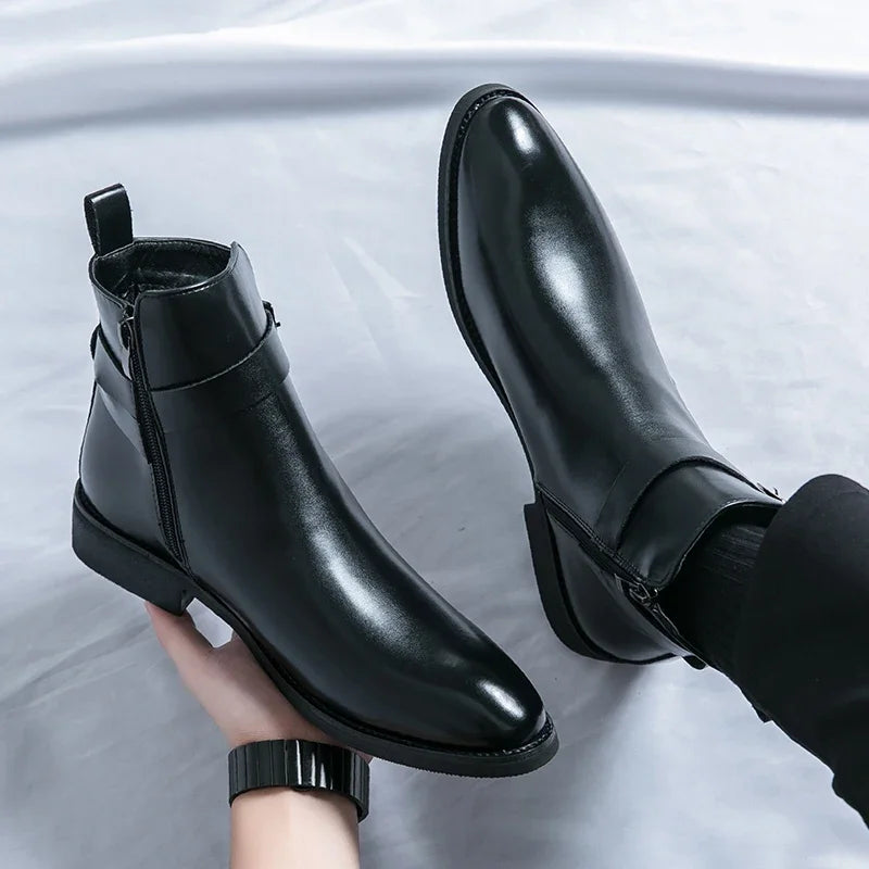 Sergio Cuir Véritable Bottes Chelsea