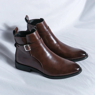 Sergio Cuir Véritable Bottes Chelsea