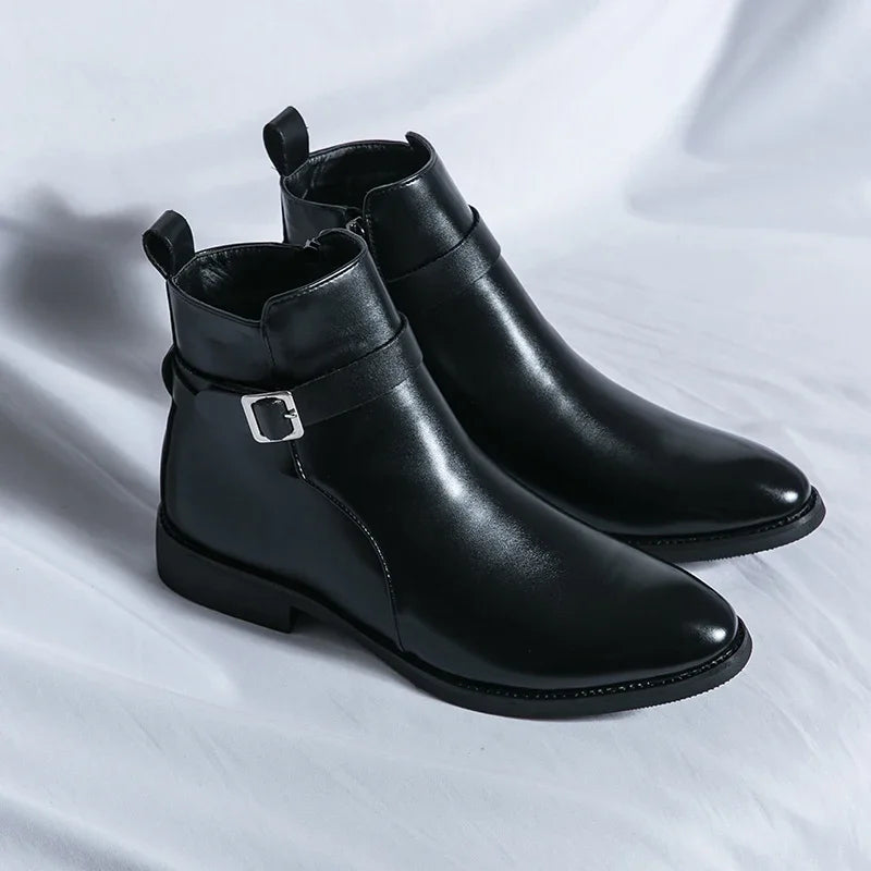 Sergio Cuir Véritable Bottes Chelsea