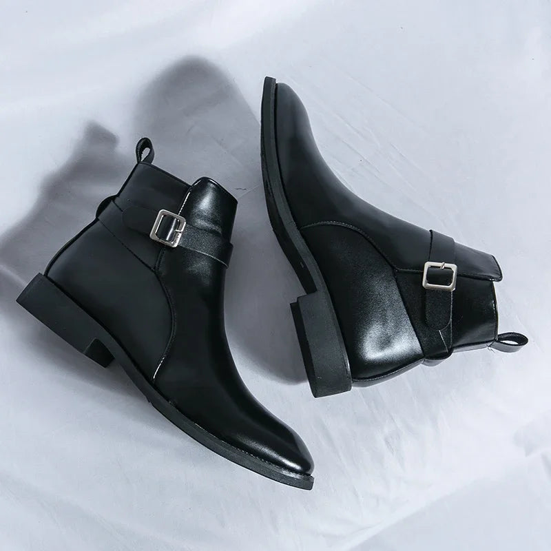 Sergio Cuir Véritable Bottes Chelsea