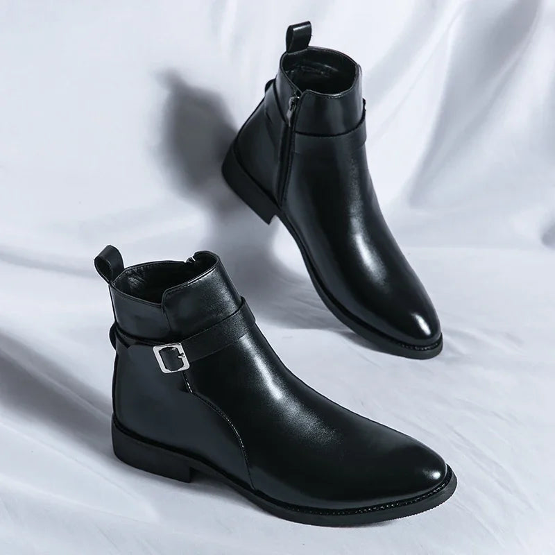 Sergio Cuir Véritable Bottes Chelsea