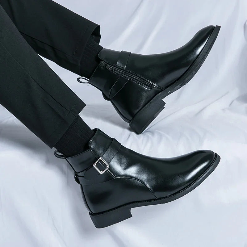 Sergio Cuir Véritable Bottes Chelsea