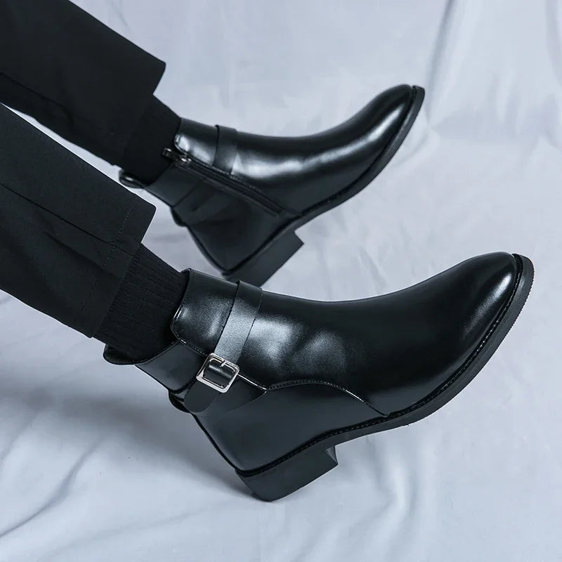 Sergio Cuir Véritable Bottes Chelsea